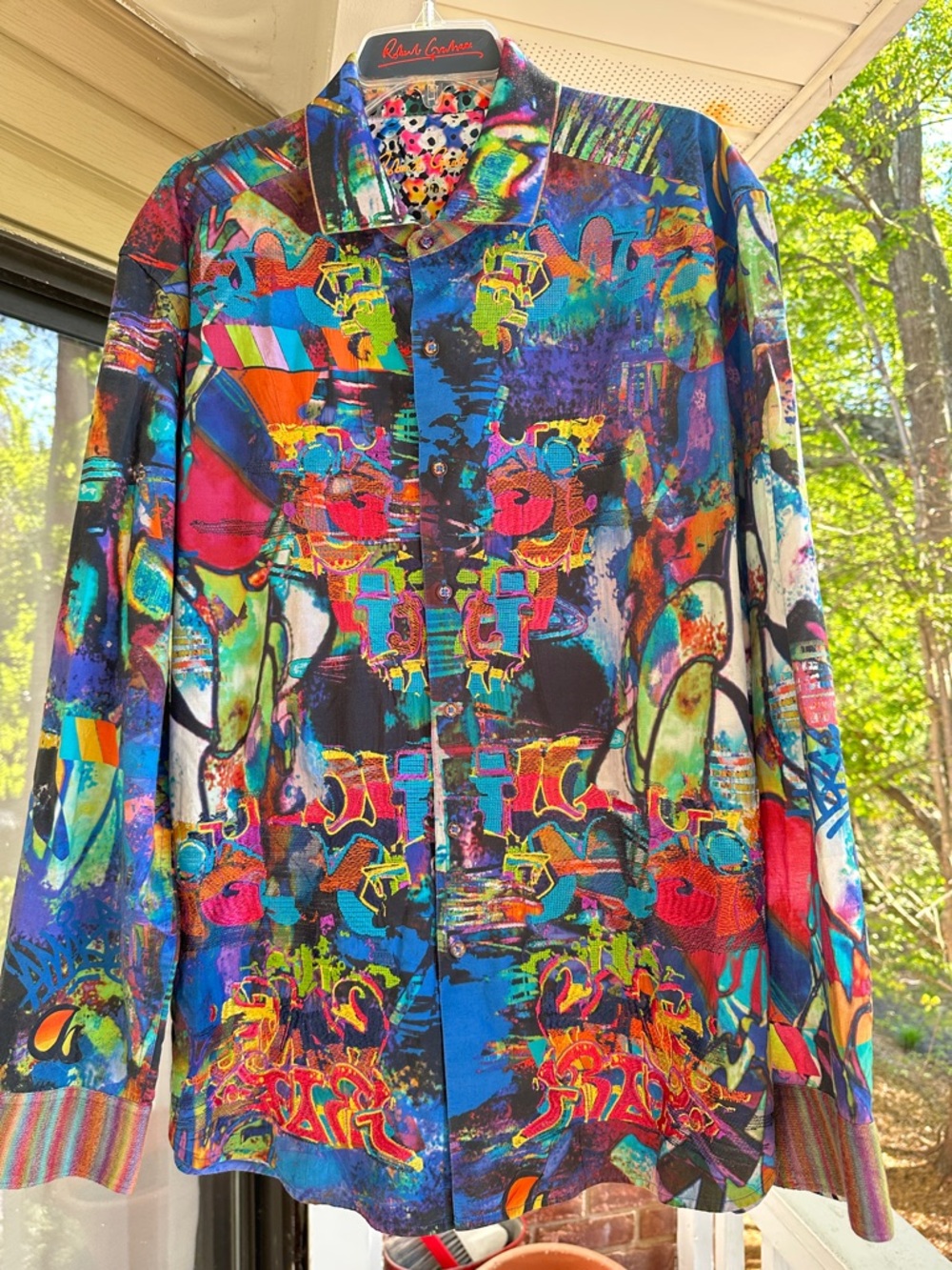 Robert Graham Multicolor Abstract Print Men's Shirt - Vibrant Blue/Black